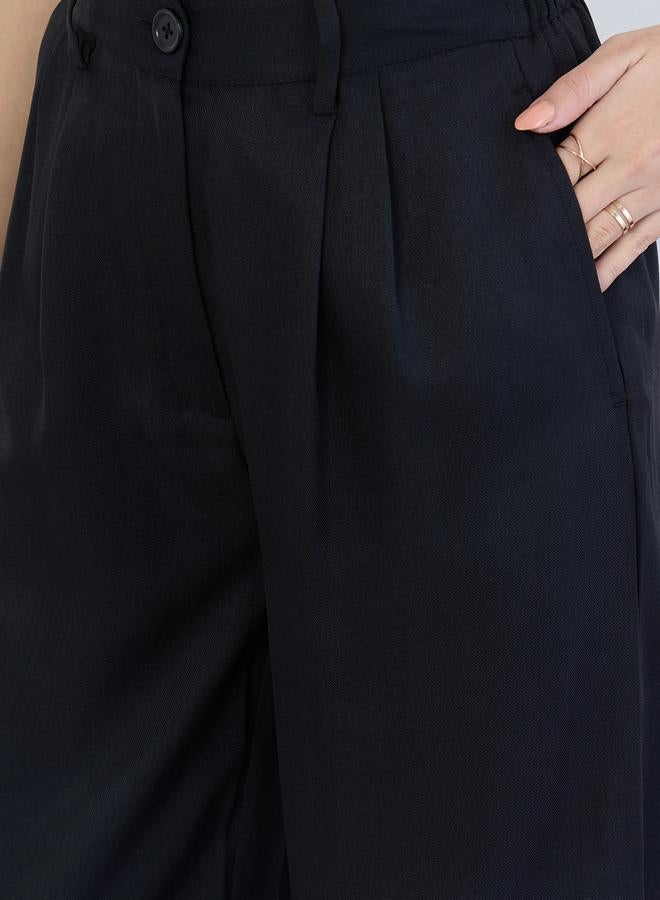 Styli Women Black Wide Leg Trousers - Image 3